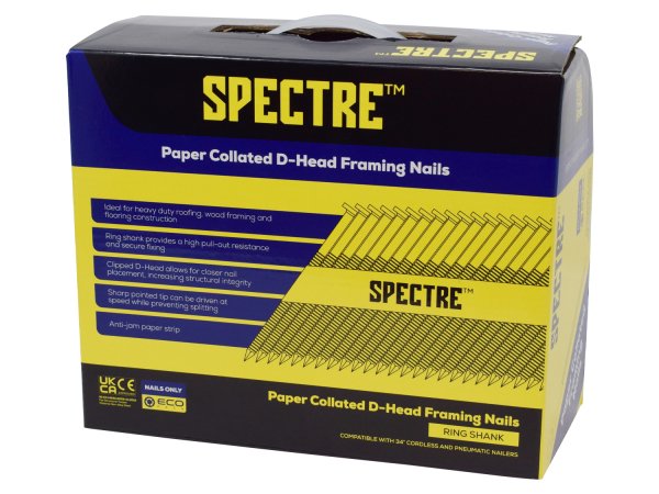Spectre Collated Framing Nails - Ring Shank + smooth Shank Electro Galv - 10 Box Deal - Image 2
